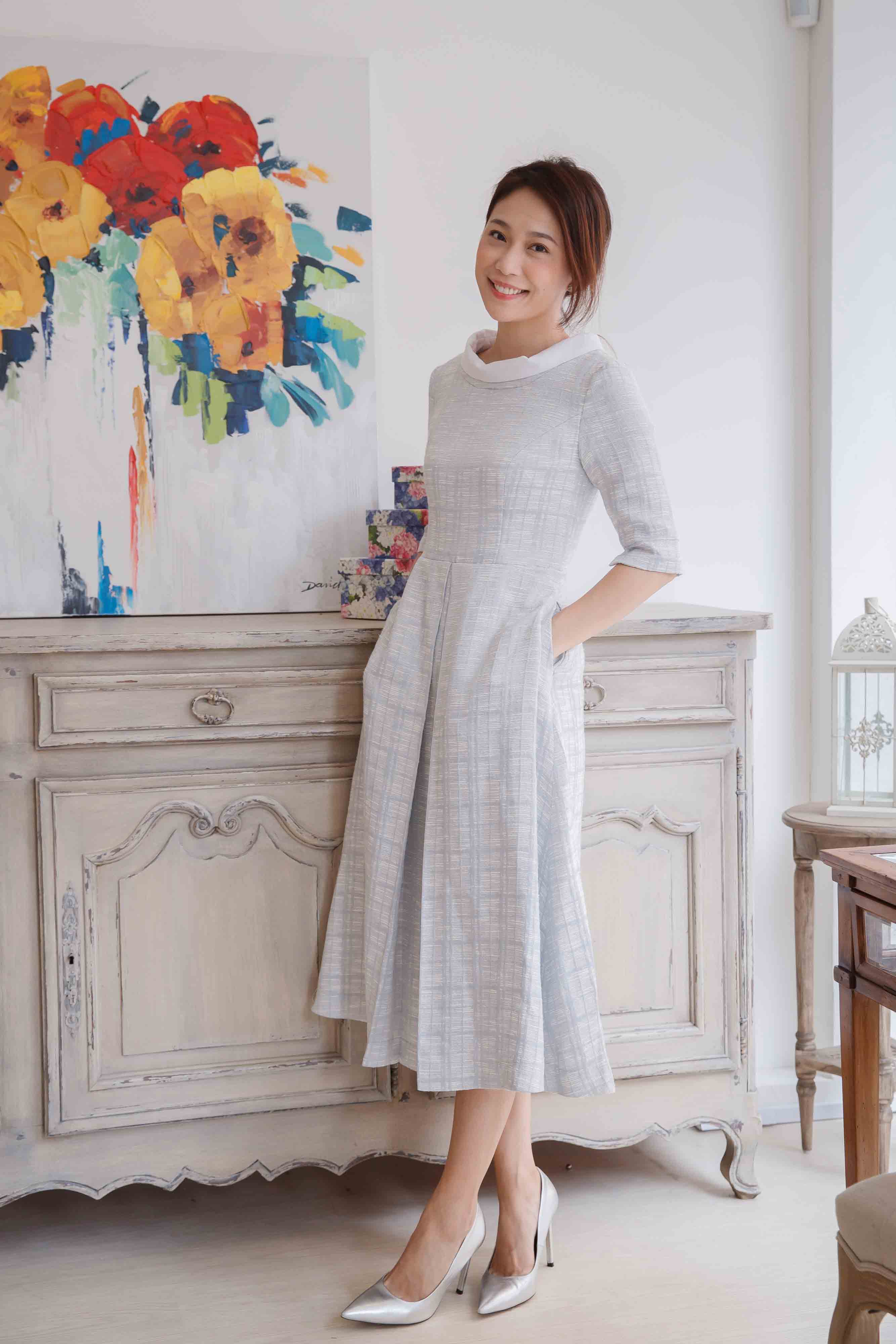 Cendrillon Round-neck 3/4 Length Sleeve  Dress – Water Blue (sold out)